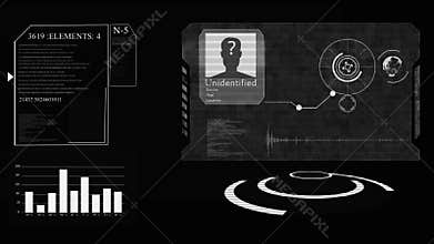 Hud. The concept of artificial intelligence and biometric facial recognition technology.