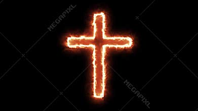 4k Christian cross symbol burning