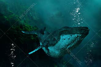 Surreal Undersea Humpback Whale, Nature