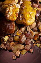Pile of colored Baltic amber