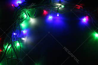 Multi-colored Christmas garland close-up