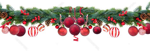 Christmas garland on white