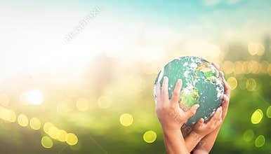 Hands Holding Earth Planet Together for Sustainable Development Goals and Environmental Responsibility