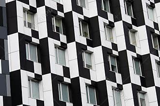 Color domino building Kiev house black white