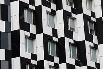 Color domino building Kiev house black white