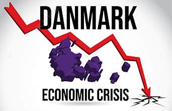 Danmark Map Financial Crisis Economic Collapse Market Crash Global Meltdown Vector