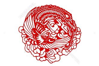 The traditional paper-cut the Chinese phoenix
