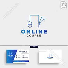 mouse book line , online learning line logo template vector illustration icon element