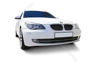 Car BMW 5 Series white sedan front view