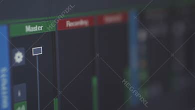 The program interface Broadcasting. Professional audio recording audio studio computer screen to record music.