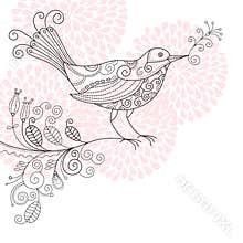 Bird with flowers