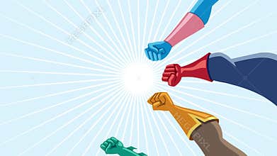 Superhero Team Assemble Animation