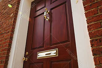 Elegant Front Door in a Brick Building