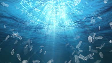 Underwater Plastic Bottles Trash in the Ocean Loop
