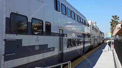 Metrolink Arriving Oceanside, California Train Station