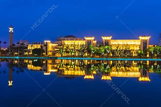 Fujian museum by west lake at night in fuzhou