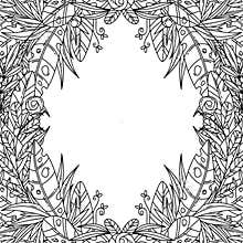 Beautiful greeting card with floral cartoon frame