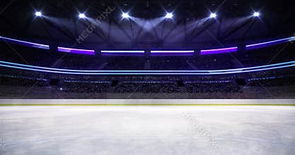 Ice hockey arena indoor illuminated loop animation
