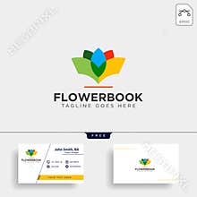 tree, plant and flower book education line logo template vector illustration icon element