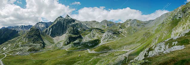 Summer alpine mountain panorama