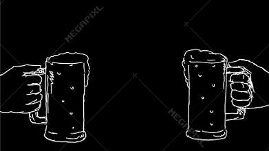 Hands toasting beer celebration drawing 2D animation