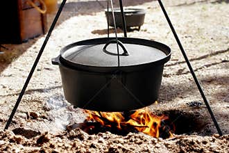 Dutch Oven Cooking Over Open Flame