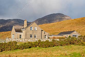 Beautiful nature scene with a house around Connemara National Park