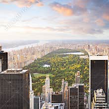 New york manhattan at sunset - central park view