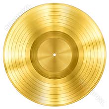 Gold record music disc award isolated on white