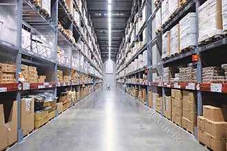 Nonthaburi, Thailand - September 11, 2018 : IKEA Bangyai furniture warehouse area, Large Inventory.