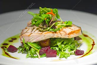 Grilled fish filet plate