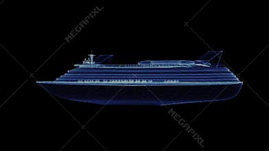 The hologram of a particle modern cruise liner