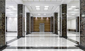 Marble interior of a luxury lobby of company or hotel