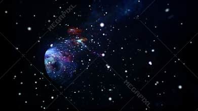 Interstellar travel in hyperspace wormhole portal with stars seamless loop.