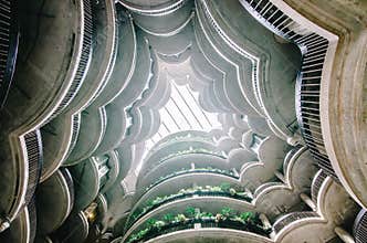 Inside view of building `Dim Sum Basket` at Nanyang Technological University NTU ,Modern architectural building in Singapore