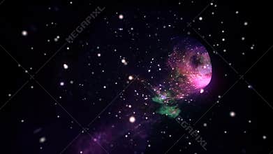Interstellar travel in hyperspace wormhole portal with stars seamless loop.