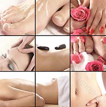 Collage of different spa treatment images