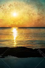 Textured sunrise at sea