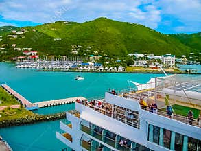 Road Town, Tortola, British Virgin Islands - February 06, 2013: Cruise ship Mein Schiff 1 docked in port