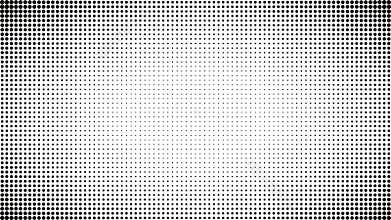Abstract black and white dots background. Comic pop art style. Light effect. Gradient background with dots.