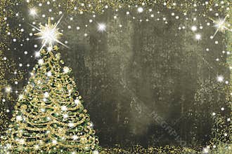 Christmas tree card, copy space.