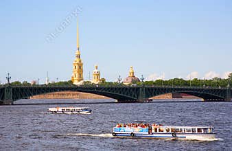 Boat excursions on the Neva river in St.Petersburg