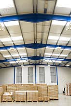 Pallets with cartons in warehouse