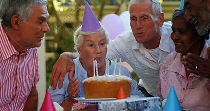 Seniors celebrating a birthday 4k