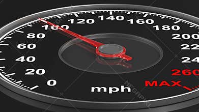 Speedometer on black background. 3D render