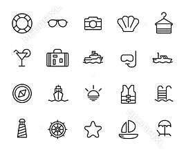 Premium set of cruise line icons.