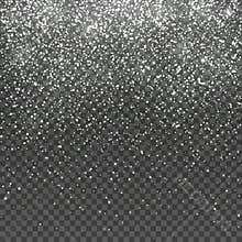 Falling snow isolated on transparent background. Christmas winter holiday vector background