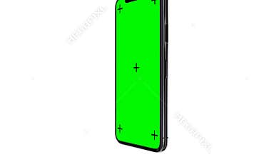 3D Black Phone X with green screen and Luma Matte
