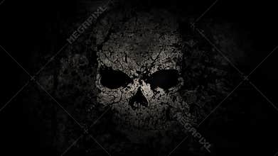 Sinister Decaying Spot Lit Skull Background Loop