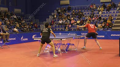 Orenburg, Russia - September 28, 2017 years: boy in game table tennis